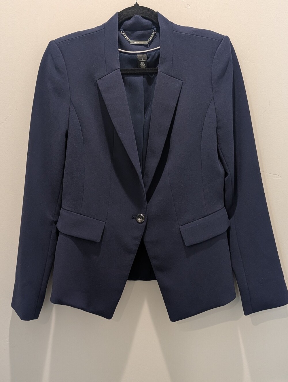 White House Black Market Navy Blue 1 Button Blazer Size 6